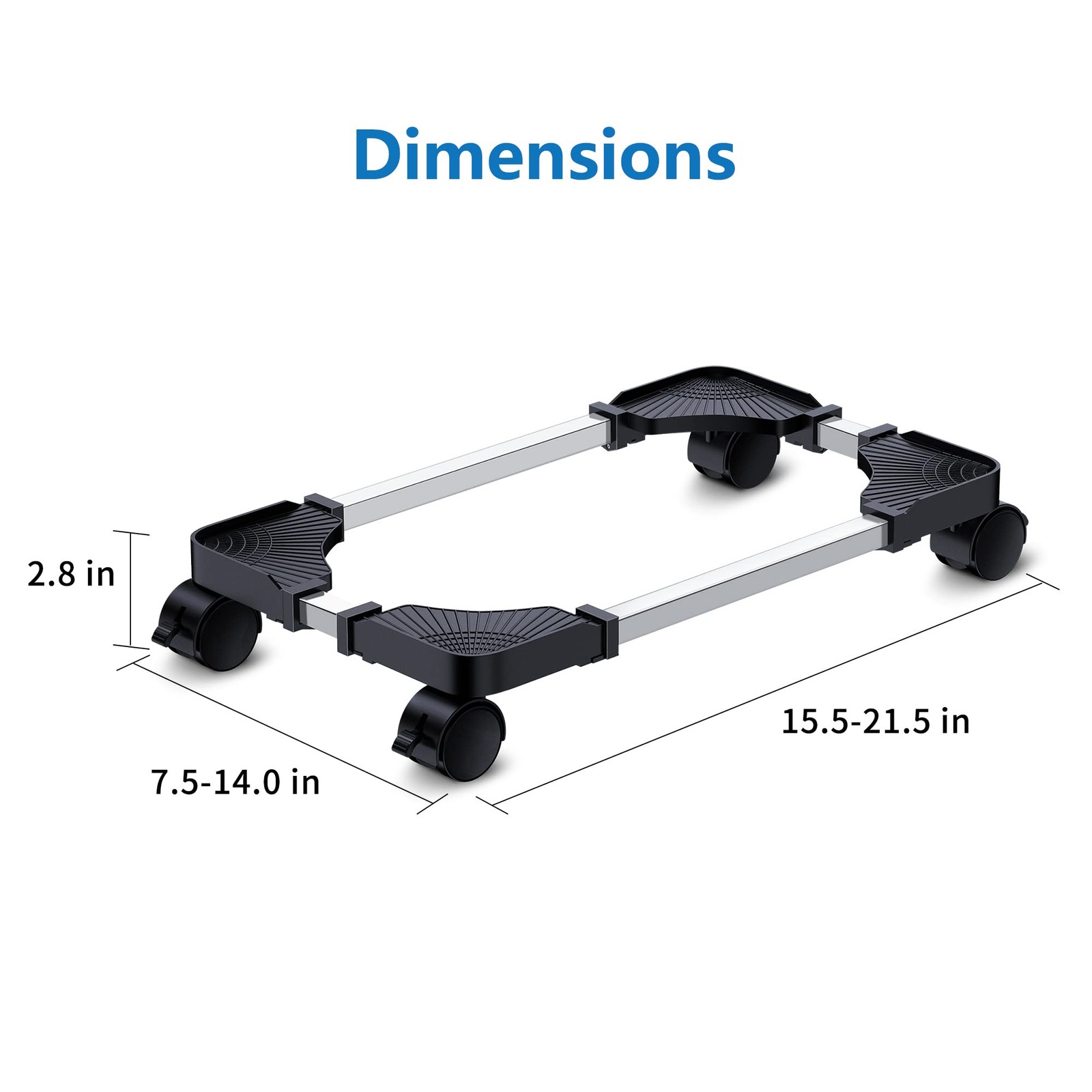 Adjustable Computer Tower Stand Mobile PC CPU Holder Cart Riser with Wheels