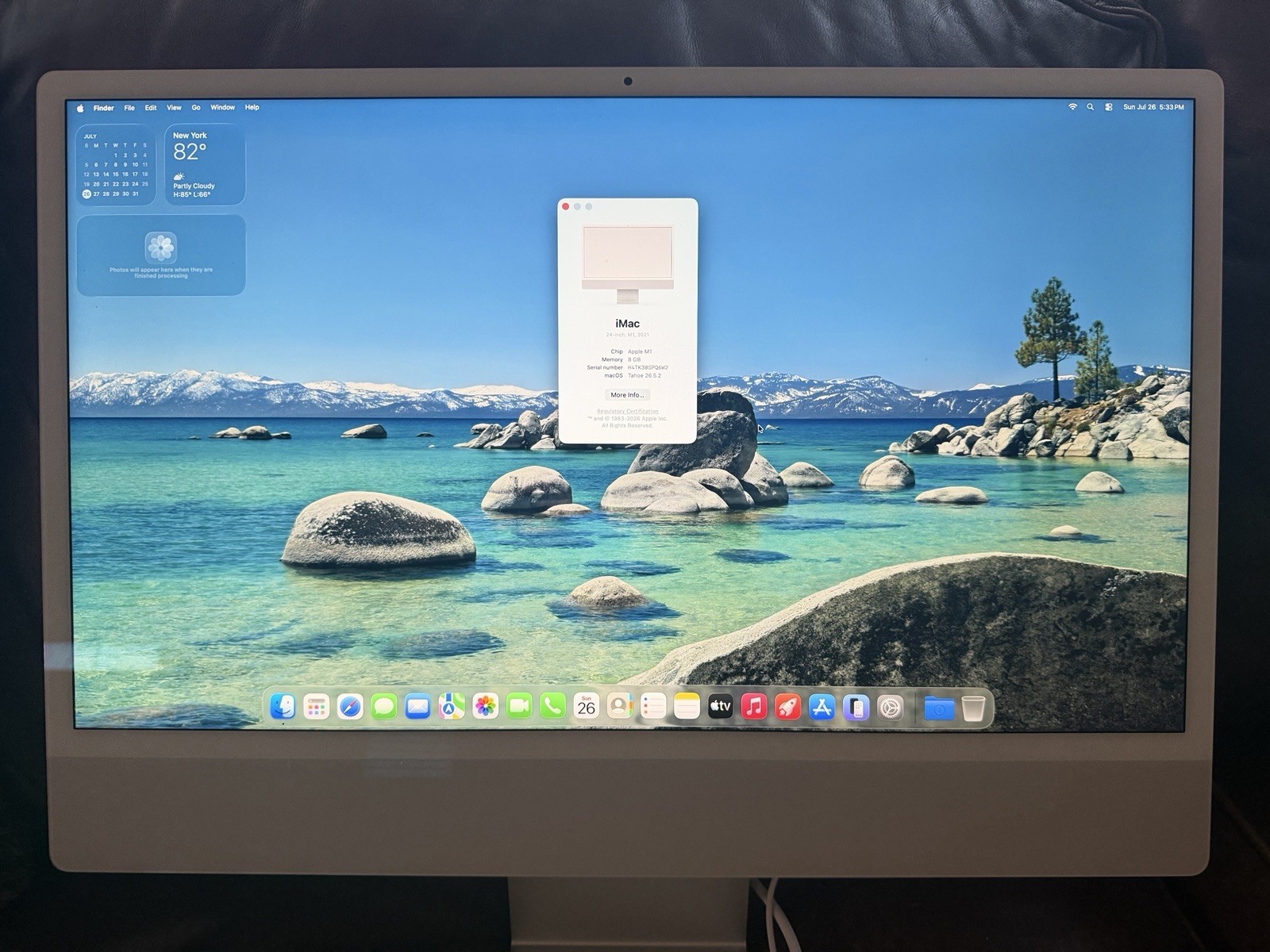2021 Apple iMac 24″ Core M1 3.2GHz 8-Core CPU/7-Core GPU 8GB RAM 512GB SSD A2439