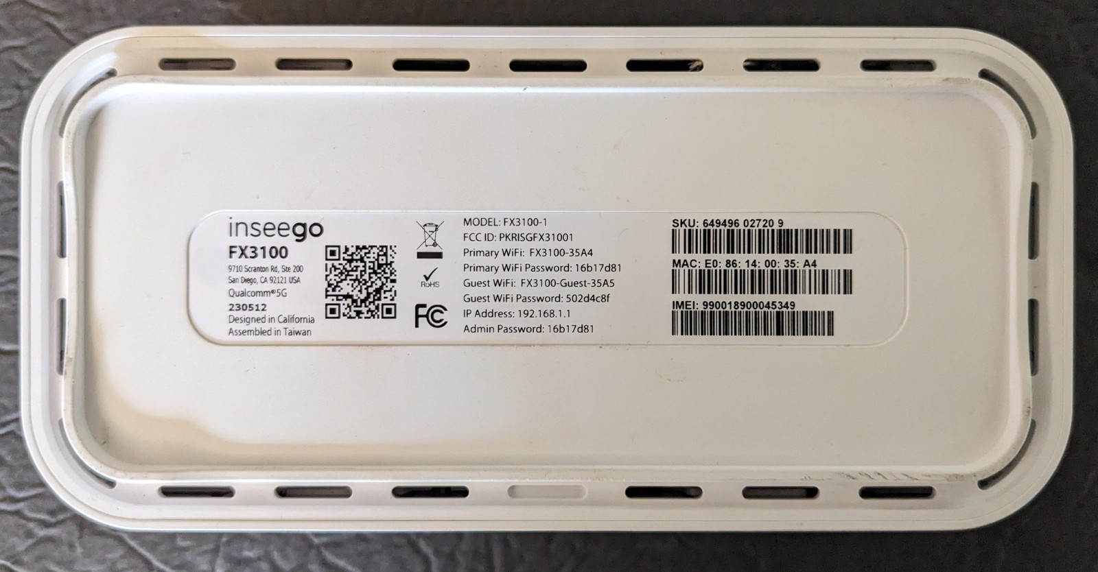 Inseego FX3100 Dual Band Sim Indoor 5G Cellular & WIFI 6 Router US Cellular