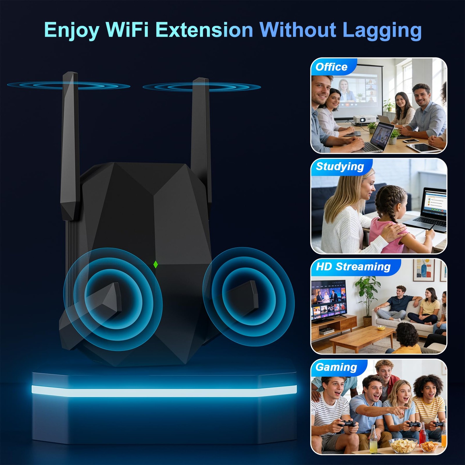 WiFi Extender, 2026 20X Fastest 6 Booster AX3000 (5.8/2.4GHz) Black