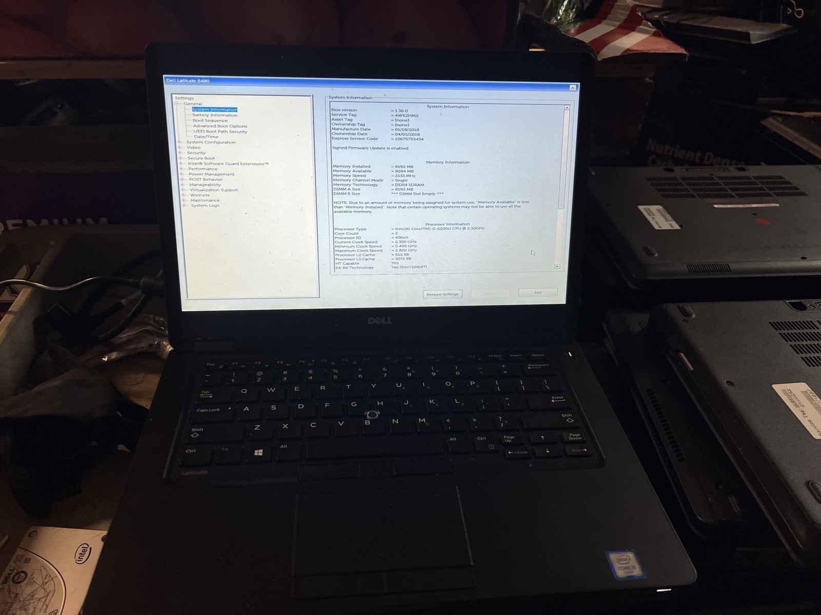 lot 2 Dell Latitude E5480 Core i5-7300U@2.60GHz,NO RAM NO SSD / HD ,