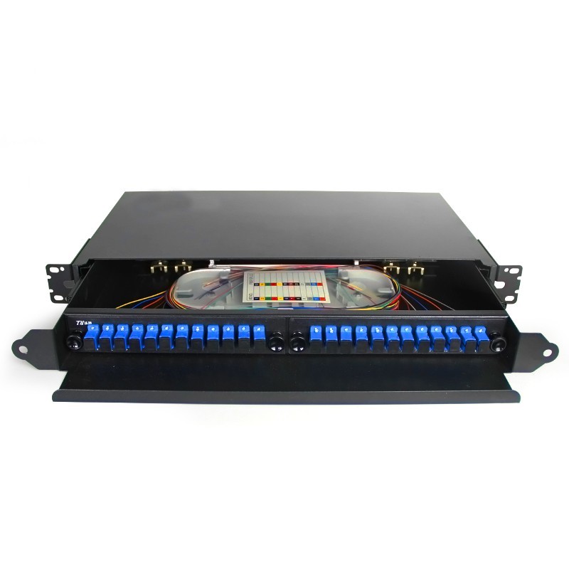 ODF 24 Port 19″ Fiber Patch Panel SC Fiber Splice Tray Box Optic Din Rail Inline
