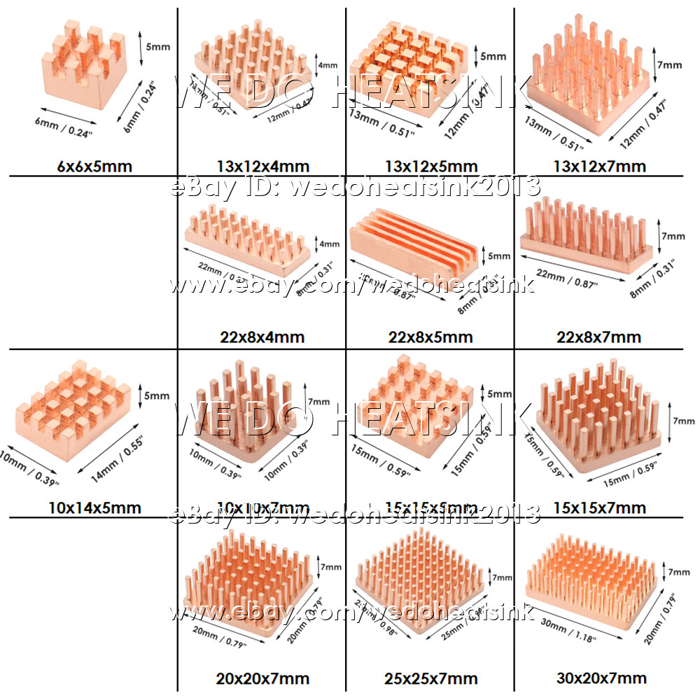 5/10pcs DIY Useful 100% Pure Copper Heatsink Without or With Thermal Tape