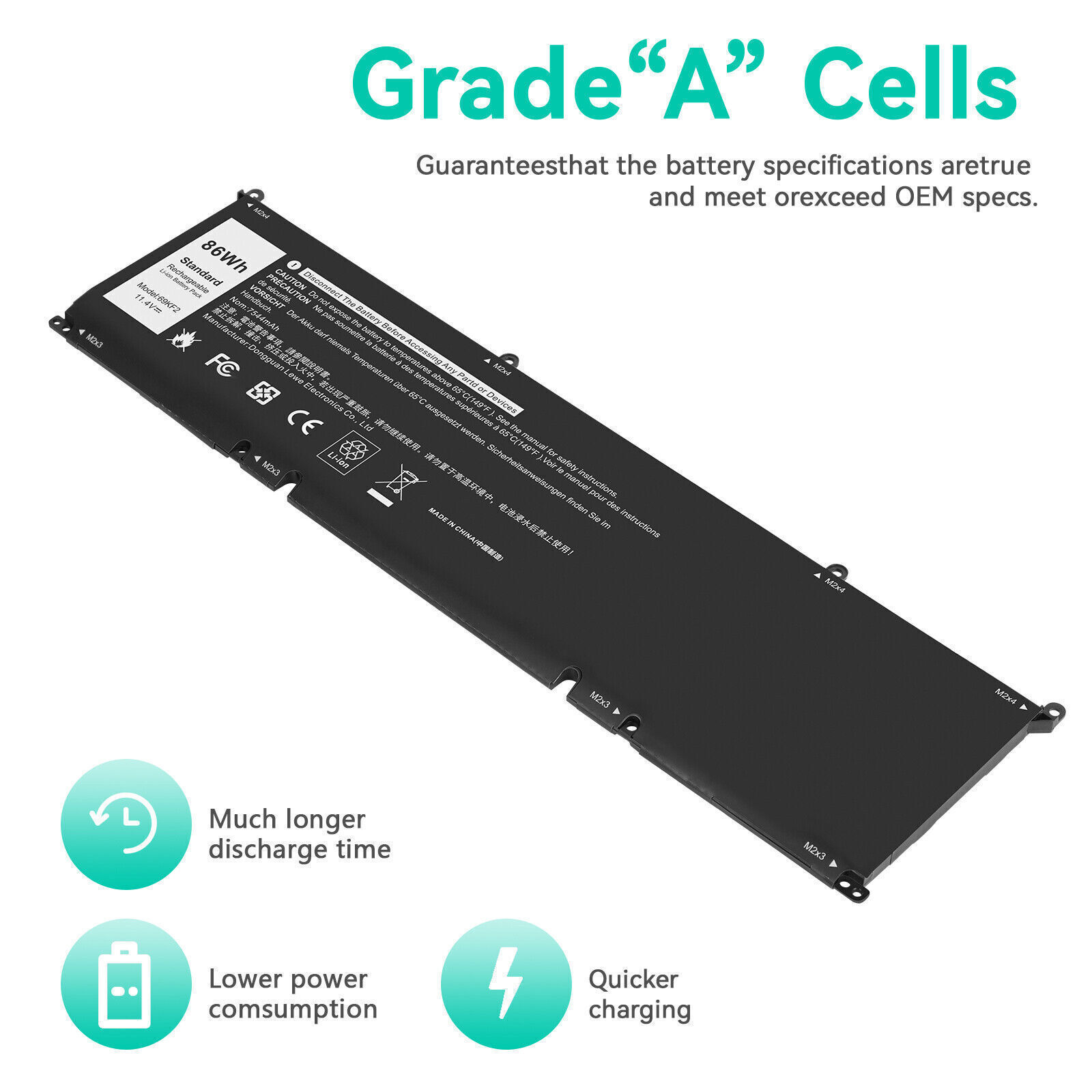 ✅LOT 86Wh 69KF2 Battery For Dell Alienware M15 M17 R3 XPS 15 9500 9510 8FCTC NEW