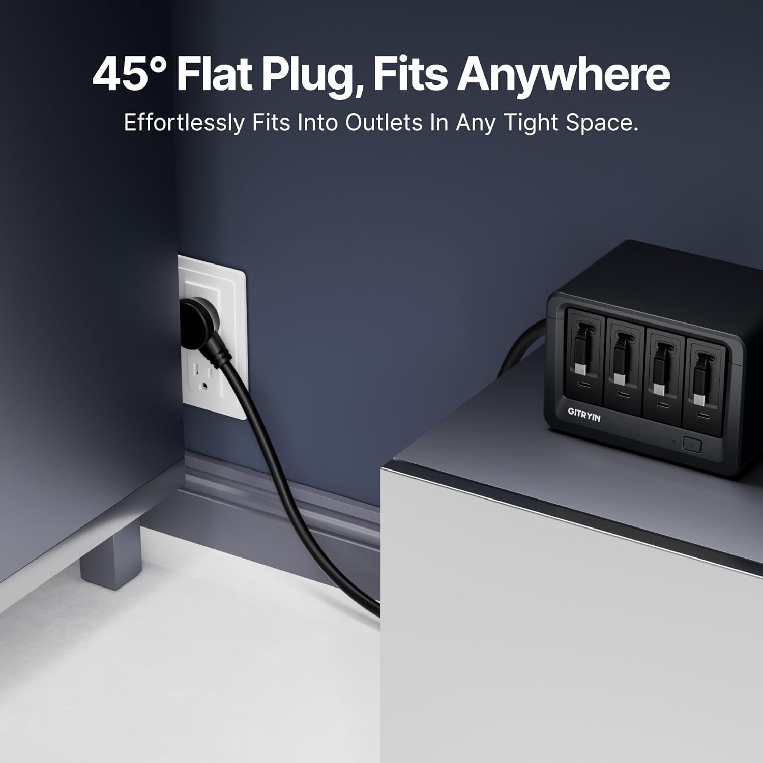 Gitryin Charging Station Extension Cord Retractable Cable Charger AC/USB/Type-C