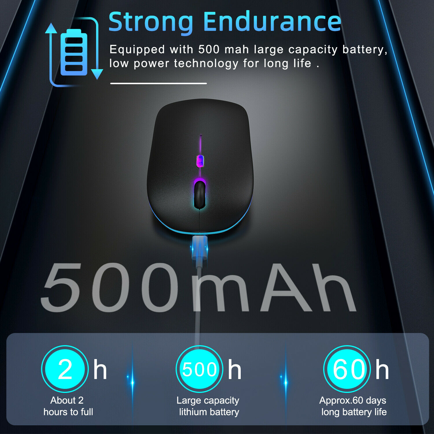 2.4GHz Wireless Bluetooth Optical Mouse USB Rechargeable RGB Mice For PC Laptop