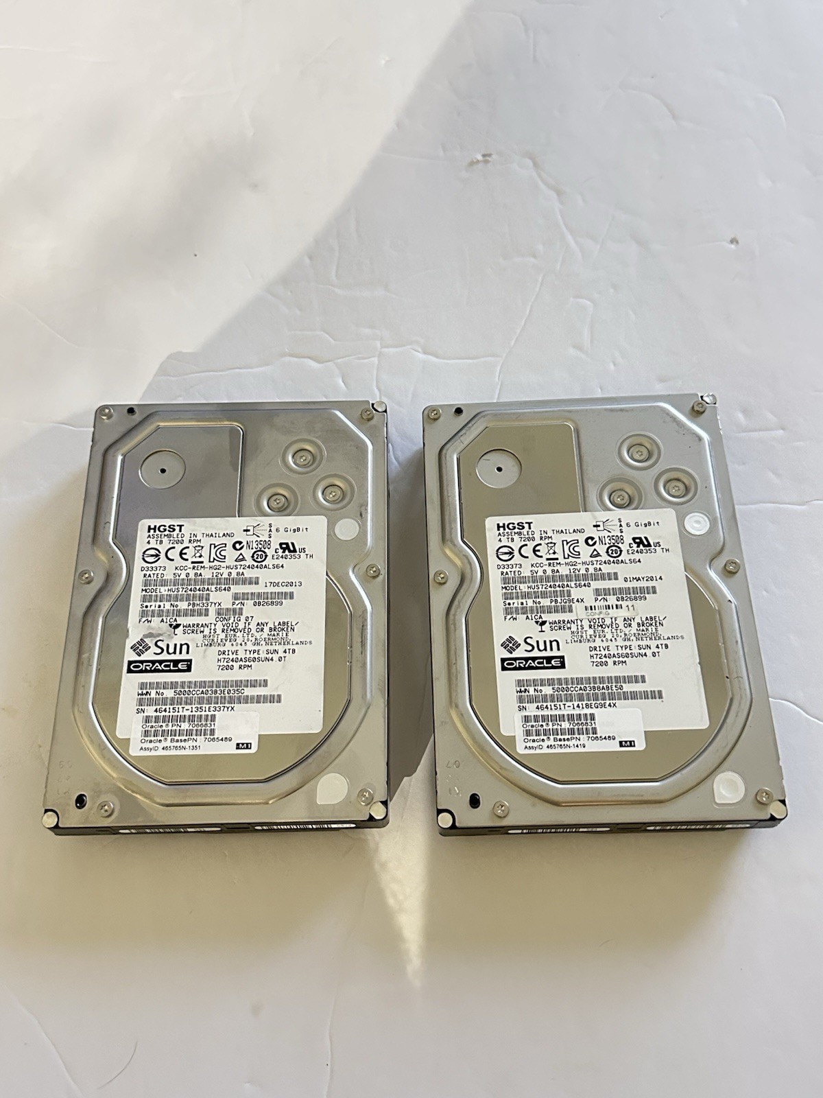 Lot Of 2 HGST Sun Oracle HUS724040ALS640 4TB SAS 3.5 HDD 100% Health 7.2K 6Gbs
