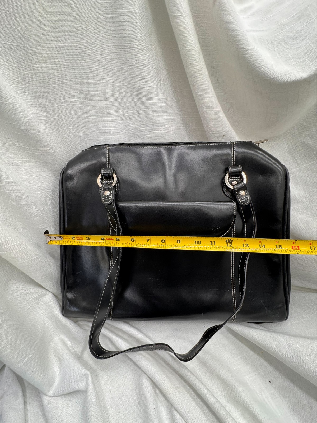 McKlein Laptop Briefcase Shoulder Bag Black Contrast Stitch Business