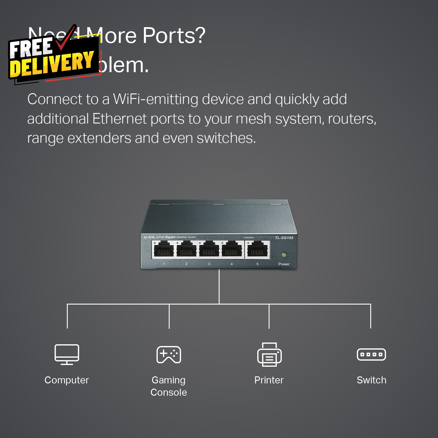 TL-SG105 5 Port Gigabit Unmanaged Ethernet Switch Network Hub Ethernet Spli…..