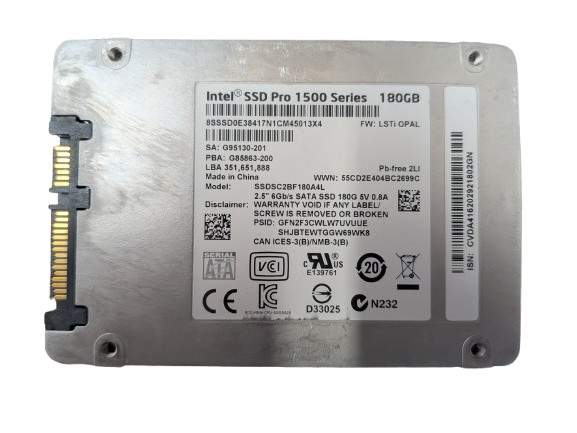 Intel 160/180 GB SATA Internal SSD fully tested 100% health
