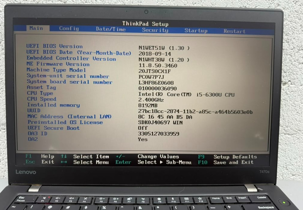 Lenovo Thinkpad T470s As-Is No SSD No Ram . Untested