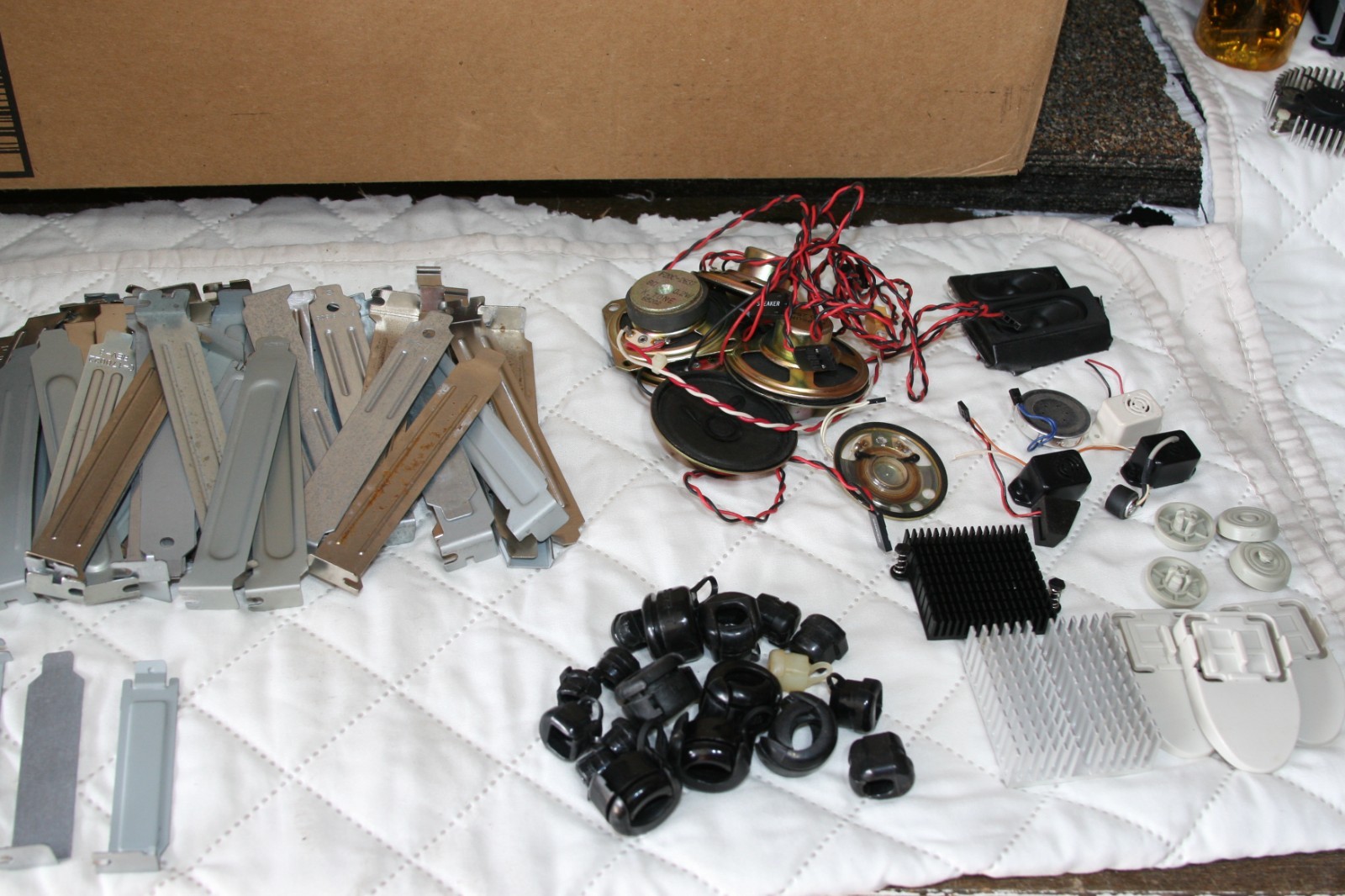 Misc Computer Parts, fans, switches,speakers, see description.