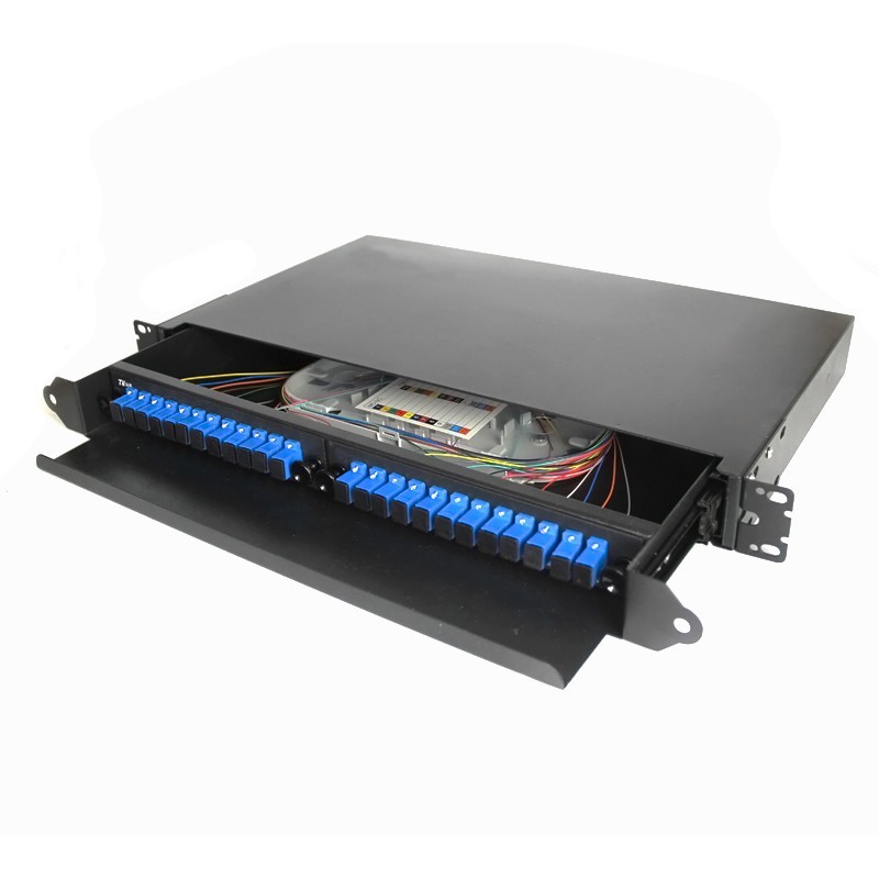 ODF 24 Port 19″ Fiber Patch Panel SC Fiber Splice Tray Box Optic Din Rail Inline