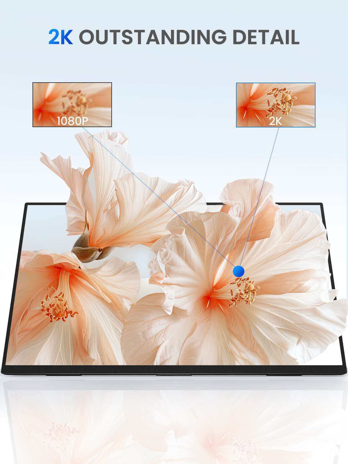 UPERFECT 24.5″ 2K 165Hz Portable Monitor w/Adjustable Stand QHD FreeSync Screen