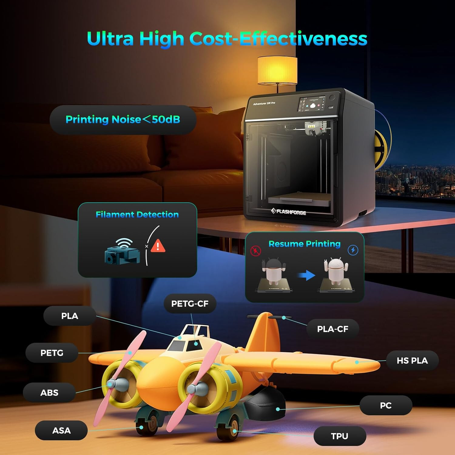 FLASHFORGE Adventurer 5M Pro 3D Pinter Max 600mm/s Fully Auto Printing RC CoreXY