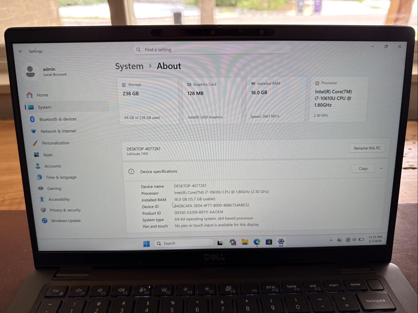 Dell Latitude 7410 14in FHD i7-10610U – 16GB RAM 256GB SSD – WORN KEYBOARD