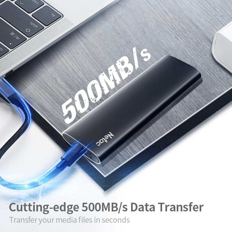 Netac 250GB Portable SSD USB 3.2 Gen2 10Gbps Type-C External Solid State Drive