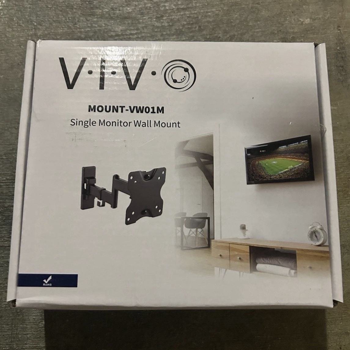 VIVO MOUNT-VW01M Single Monitor Wall Mount Tilt Rotate VESA 75/100 Black