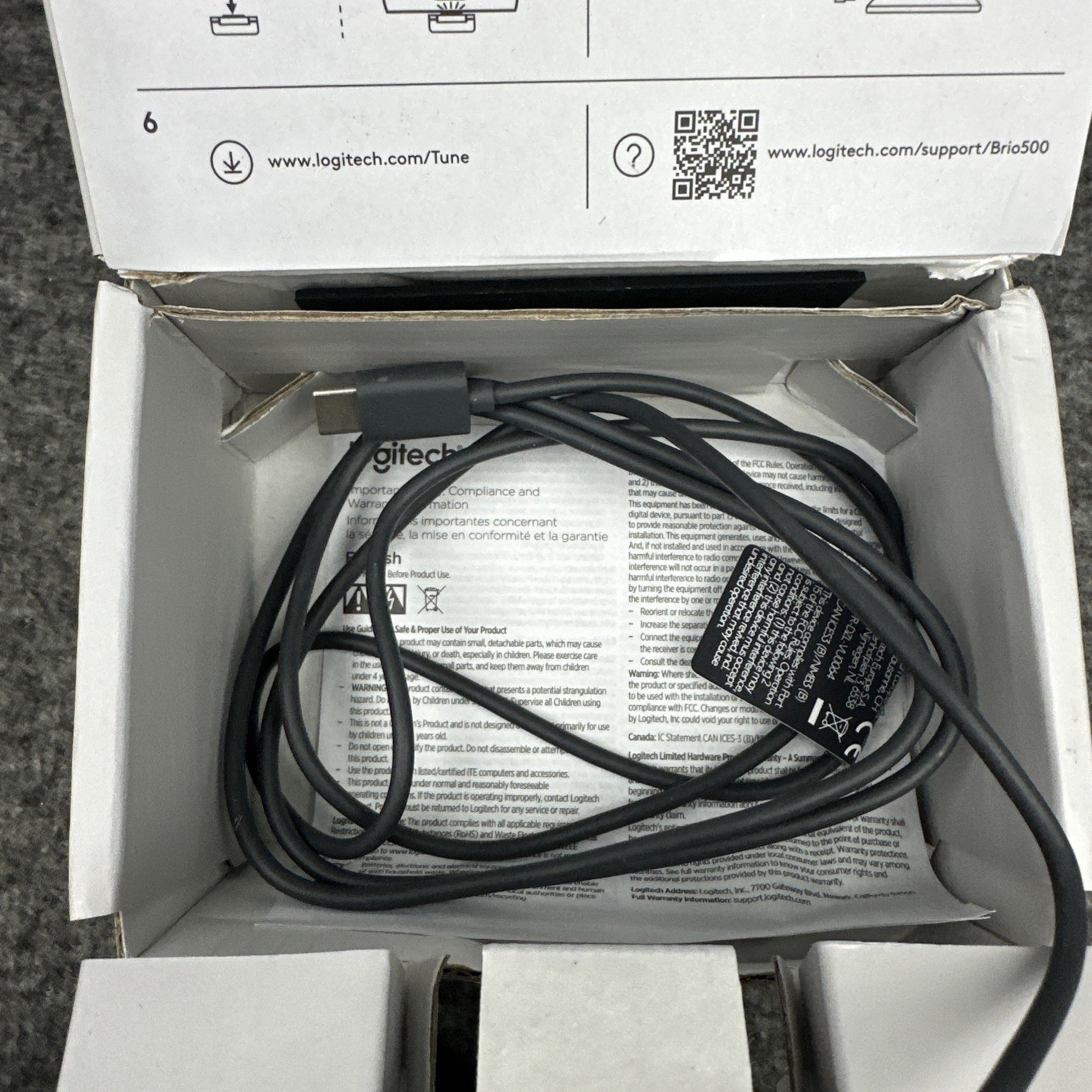 Logitech Brio 500 Full HD Webcam with HDR BLACK Speckle (960-001493) BOX DAMAGE
