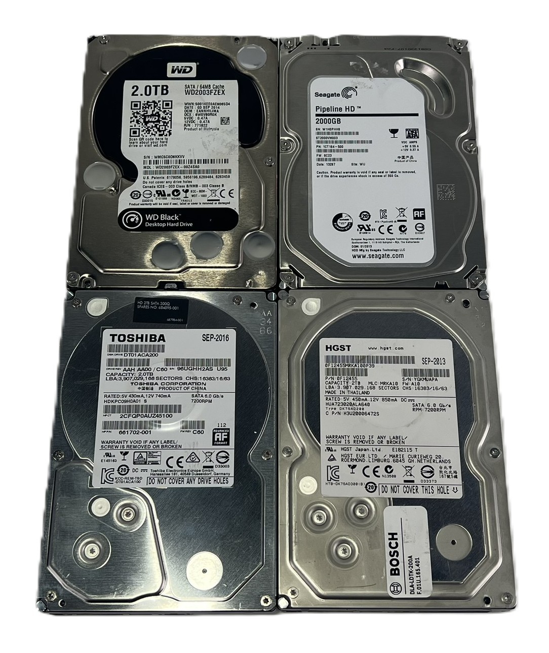 Lot of 20 2TB Mixed Brand/Model 3.5″ SATA Hard Disk Drive HDD 7200 RPM (AMX)