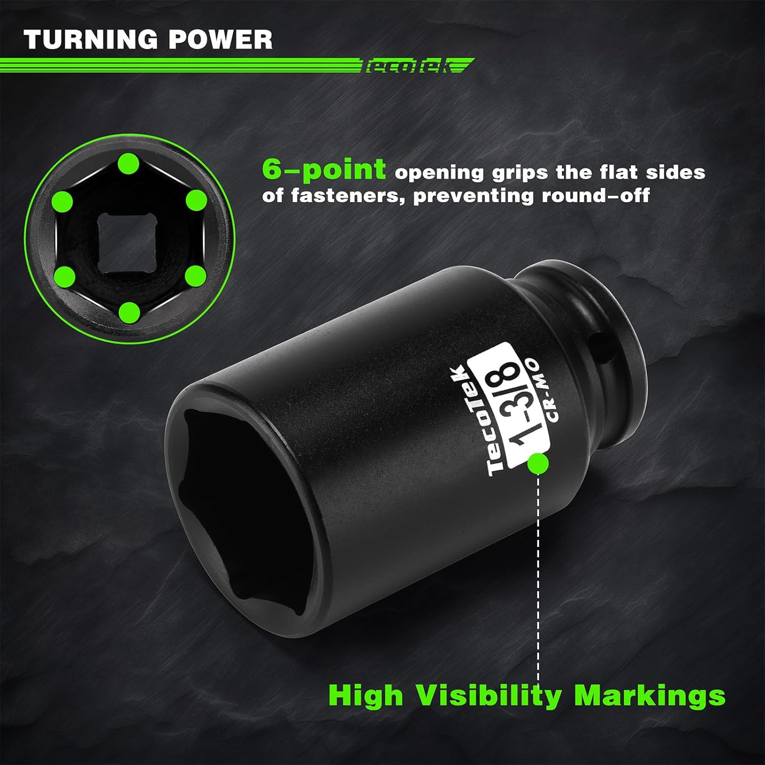 1/2″ Drive Deep 6-Point Impact Socket Set, 10-Piece Deep SAE Spindle Axle Nut Im