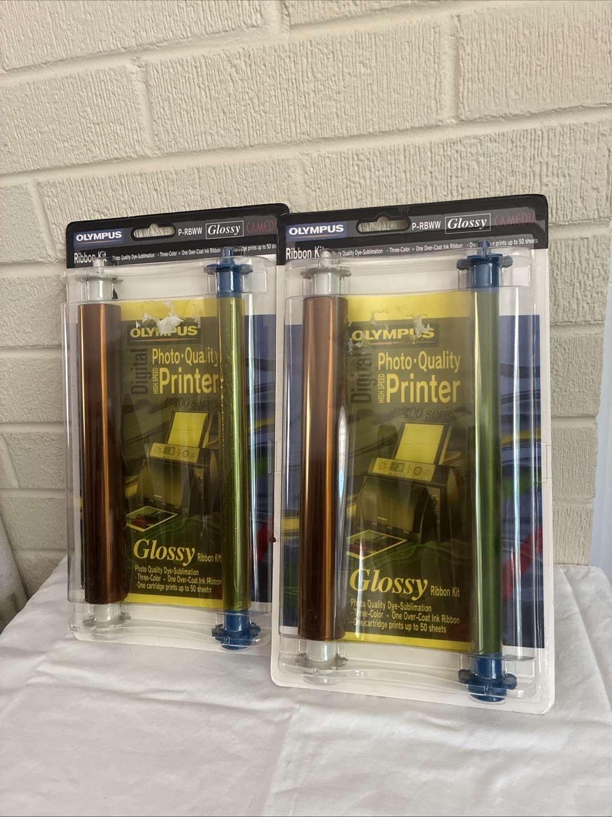(2) Olympus P-400 Series Ribbon Kit P-RBWW Glossy Photo Print 50 Sheets