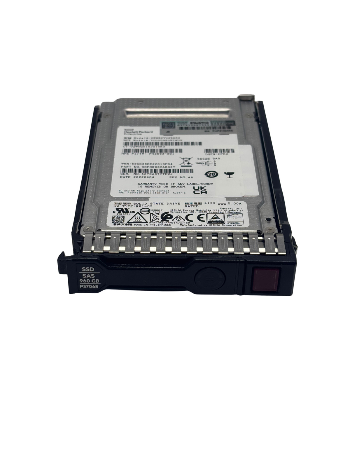 HP P37068-001 960GB SAS 12G 2.5 MU SSD P37005-B21 99% or higher”