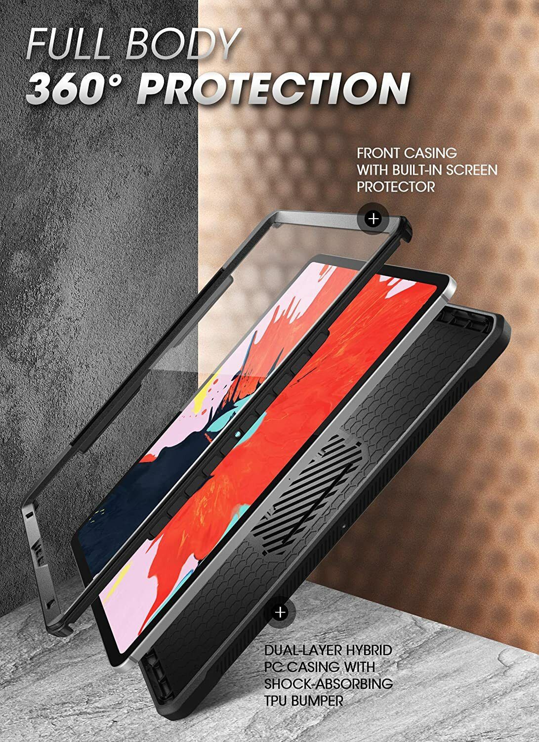 SUPCASE for Apple iPad Pro 12.9″ 2020 Case with Built-in Screen/Kickstand Cover