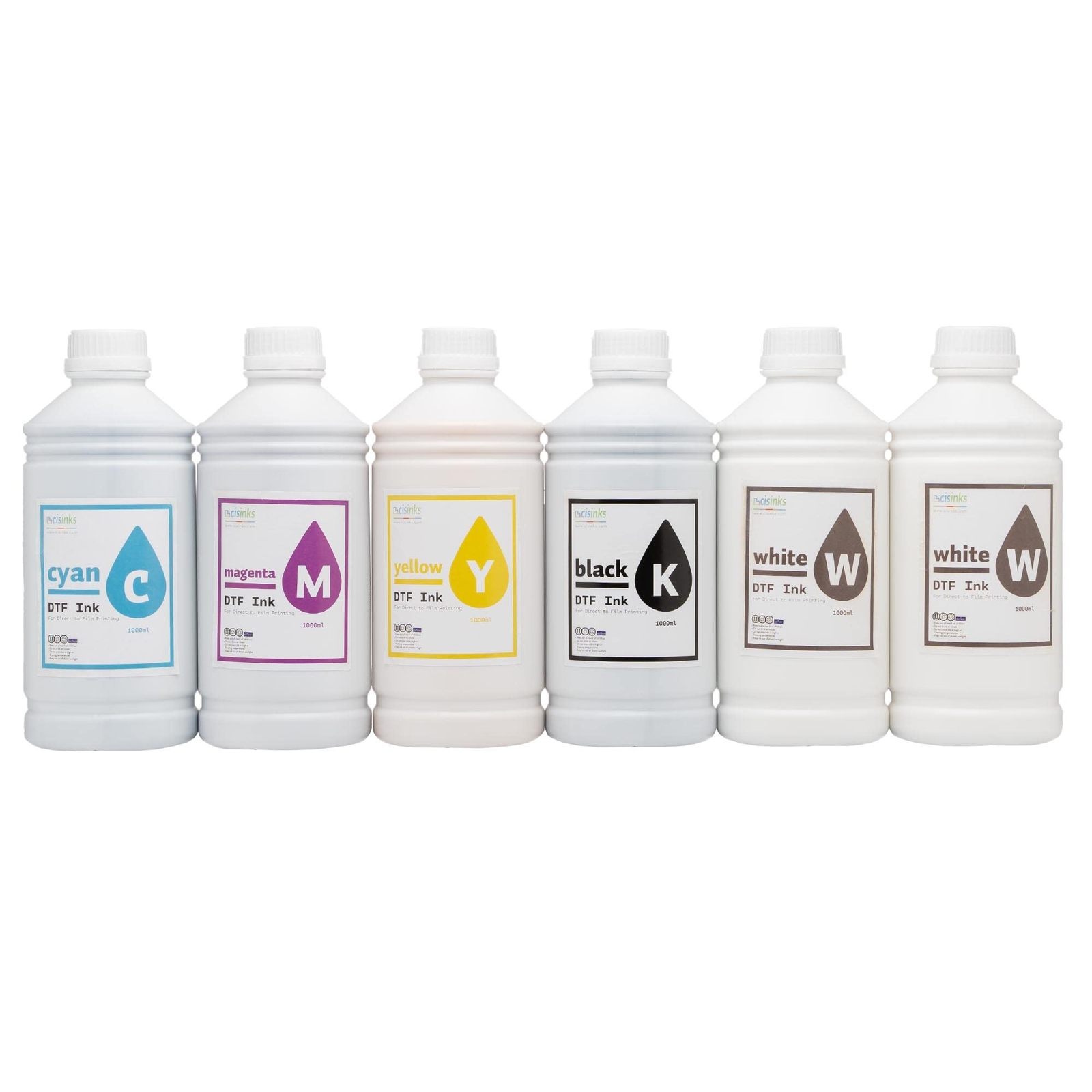CISinks Premium DTF Ink Bottle Refill Set 1000ML, Compatible w/ DTF Film