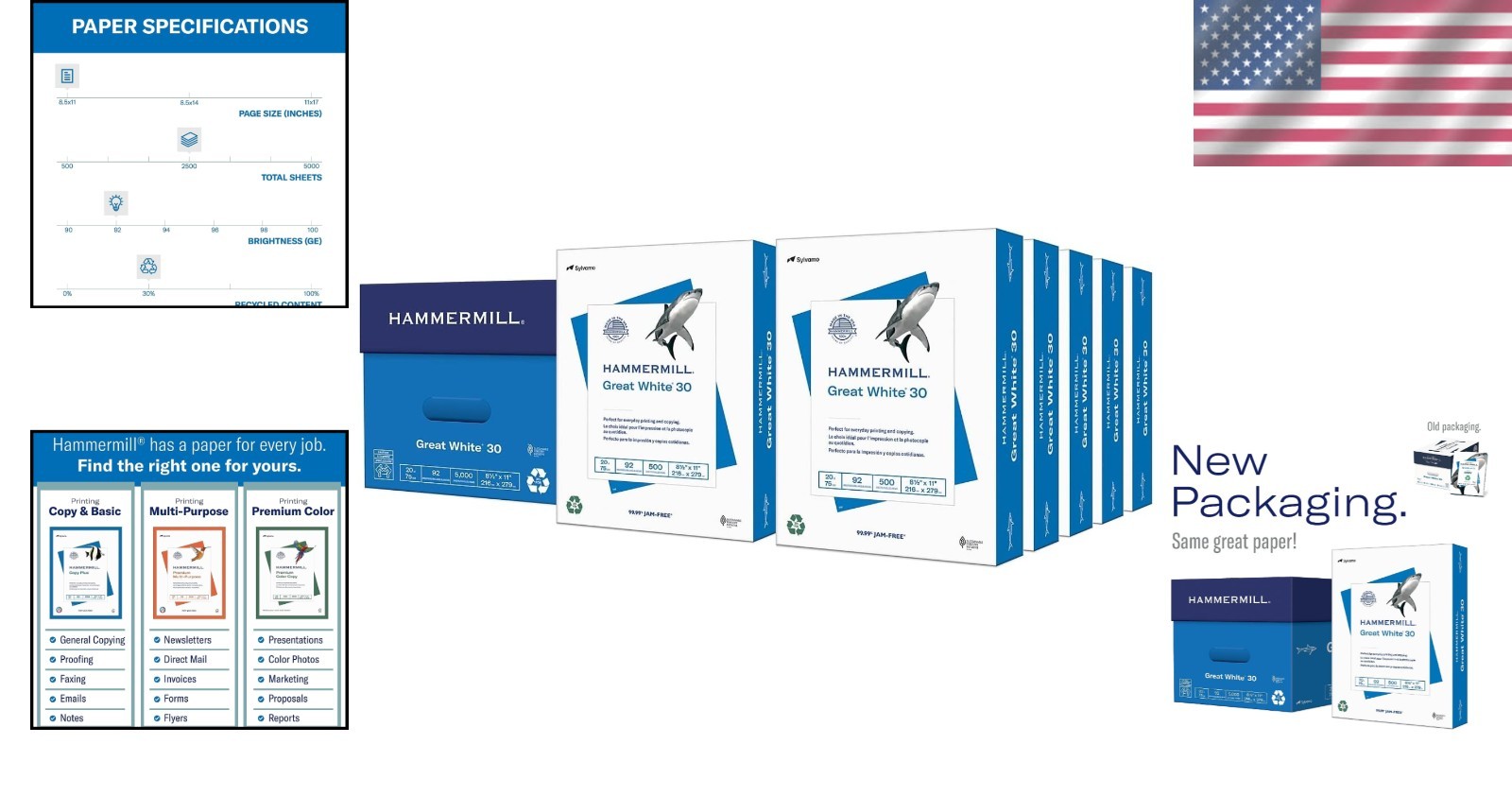 Great White 30% Recycled Printer Paper – 8.5 x 11 – 10 Ream