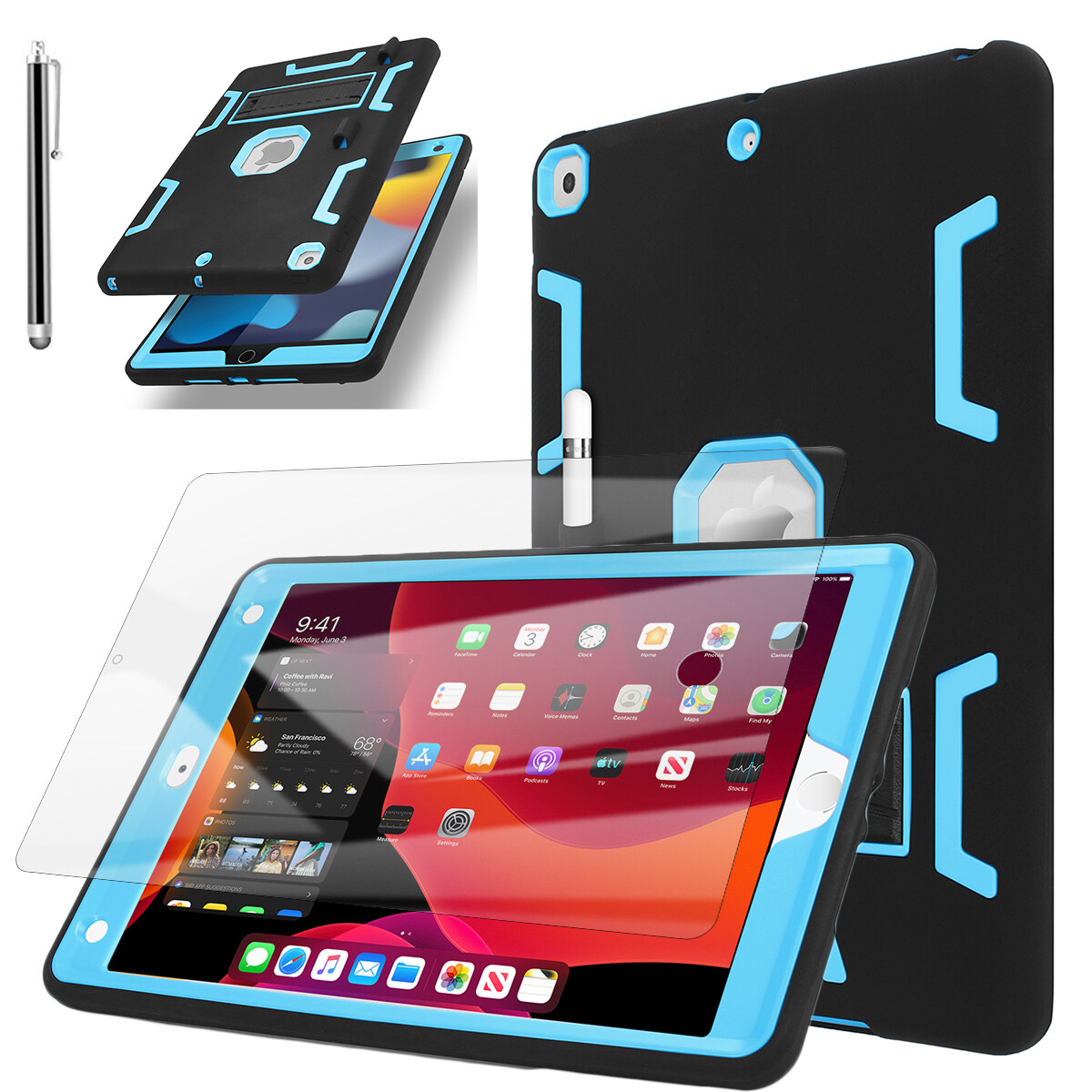For iPad 9th/8th/7th Generation Case Shockproof Heavy Duty Stand Hard Cover