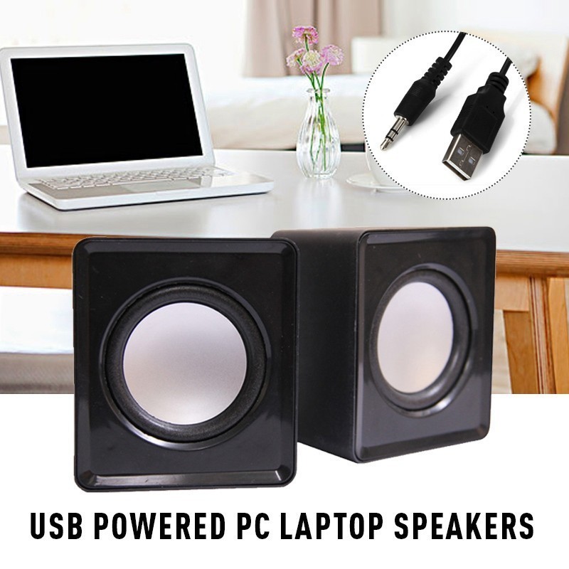 3.5mm Mini USB Wired Computer Speakers Stereo Bass For PC Laptop Desktop Blacktc
