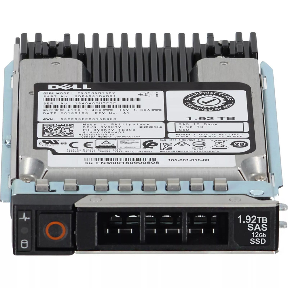 R540 NEW Dell 1.92TB 2.5″ SAS 12G PowerEdge R640 R740 R840 R940 Server SSD