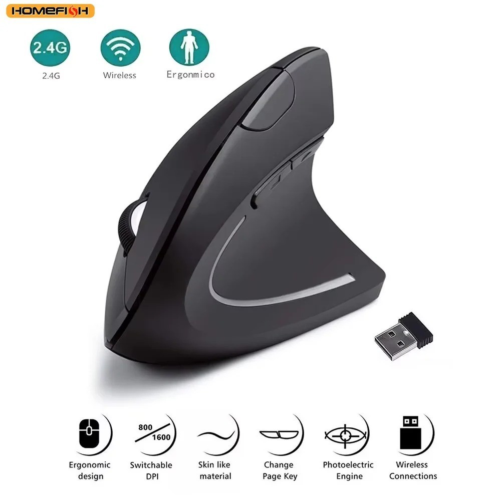 Vertical Mouse Ergonomic 2.4GHz Wireless Optical Mice 3 Adjustable DPI 800/1200/