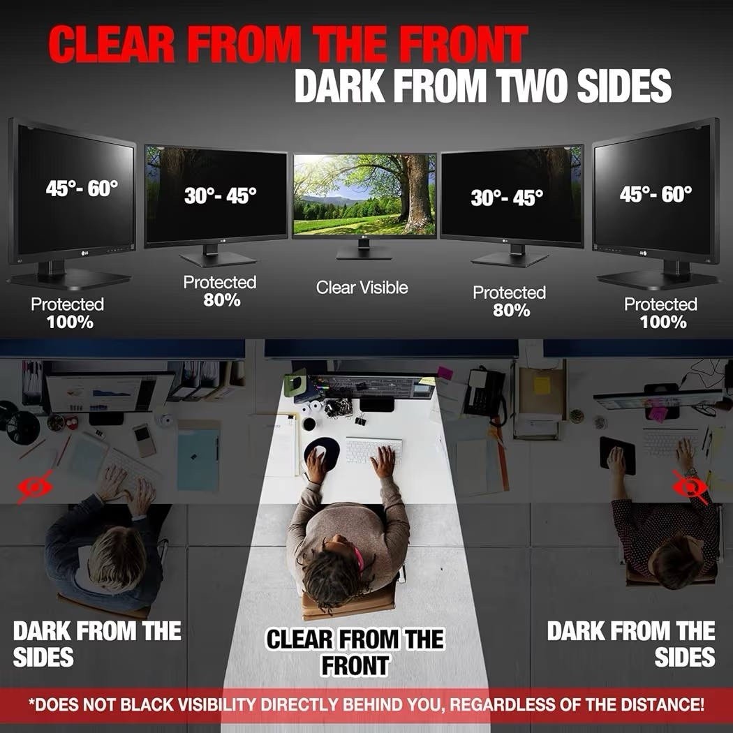 24in Privacy Screen Filter 16:9 Monitor Anti-Spy Anti-Glare 532x299mm