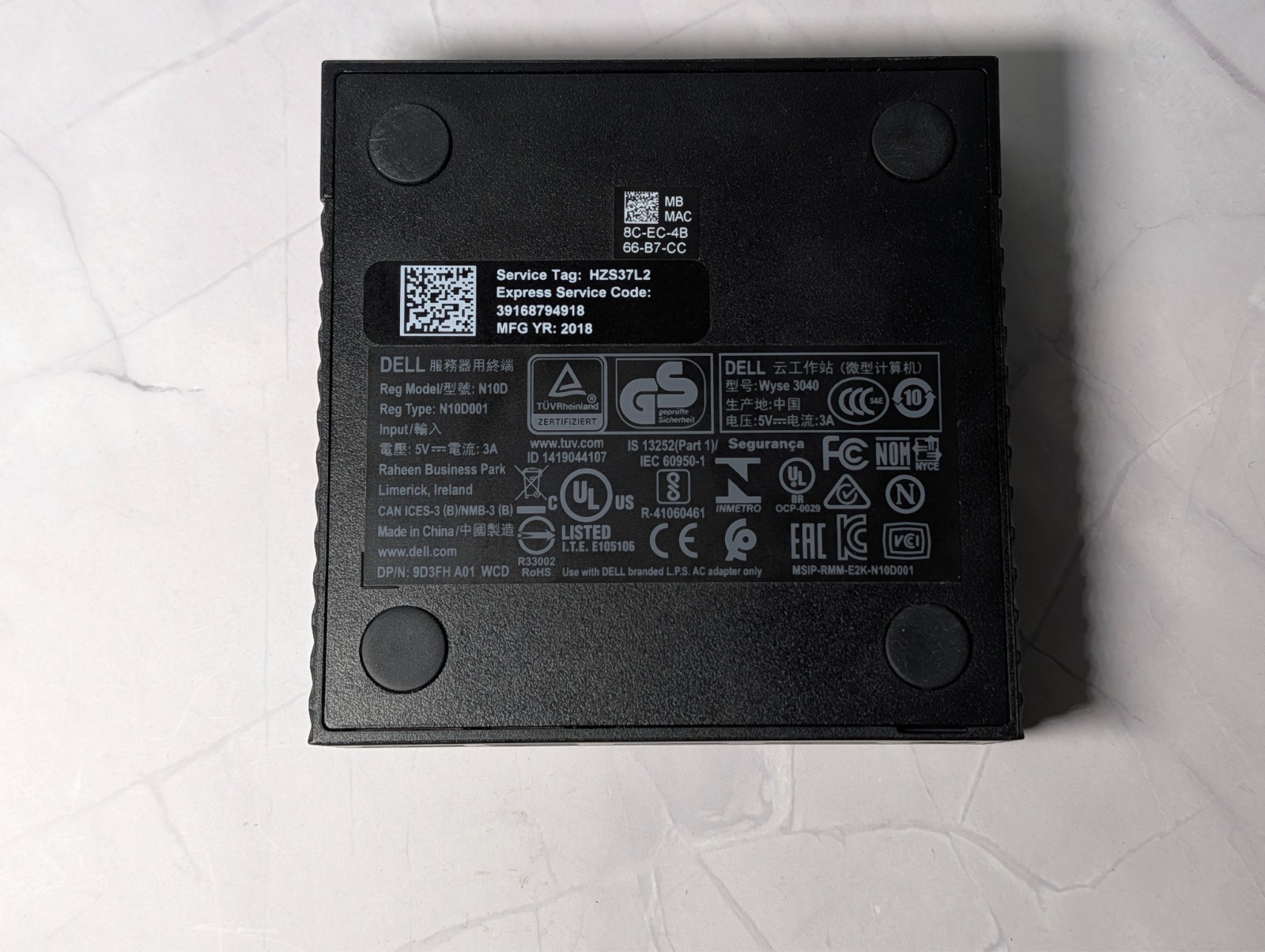 Dell Wyse 3040 Thin Client (16GP eMMC, Atom x5 Z8350, 1.44 GHz, 2 GB Ram) NO PSU