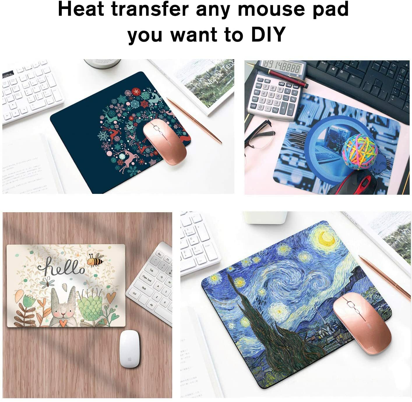 Bulk A-SUB Sublimation Blank Mouse Pad White 66 Ct 3mm Gaming Mousepad 9.4″x7.9″