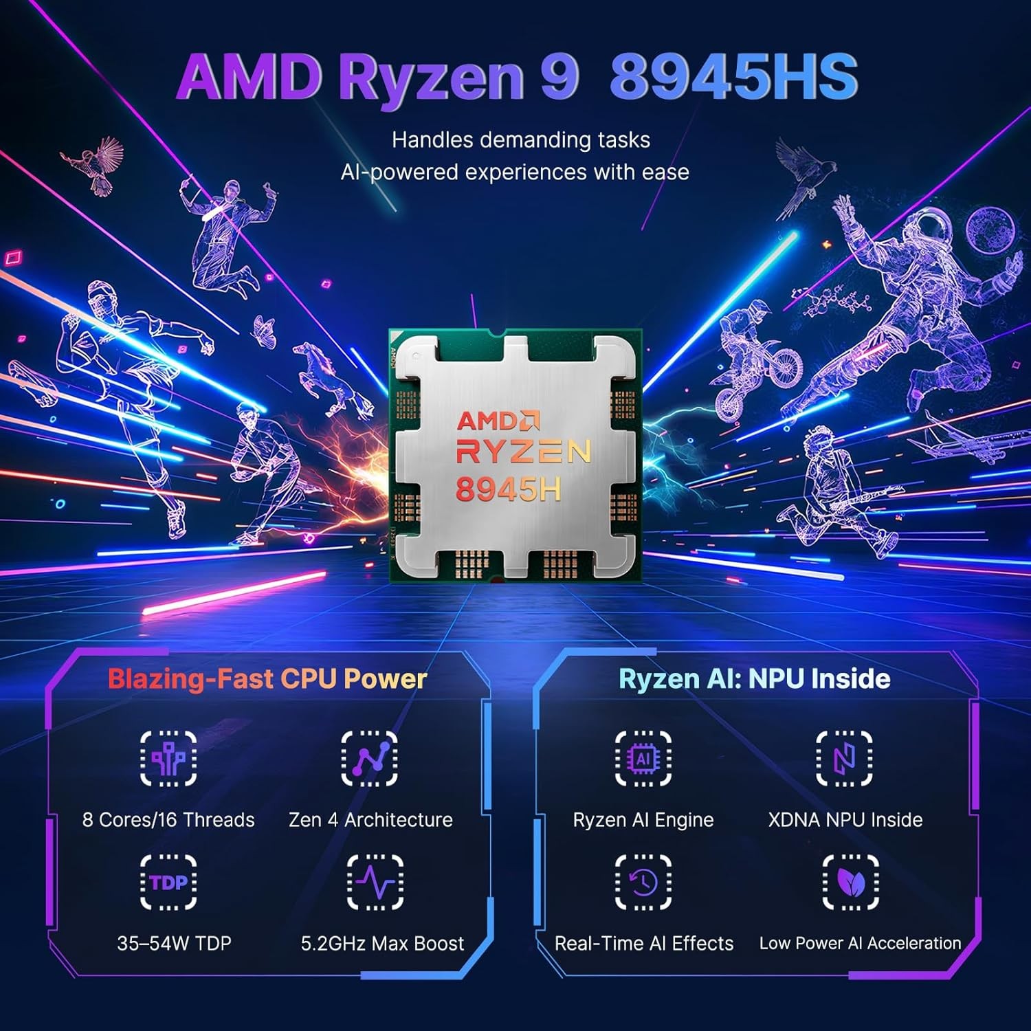 NIMO 17.3 Gaming Laptop Ryzen 9 8945HS Radeon 780M 5.2GHz 32GB RAM 1TB SSD Win11