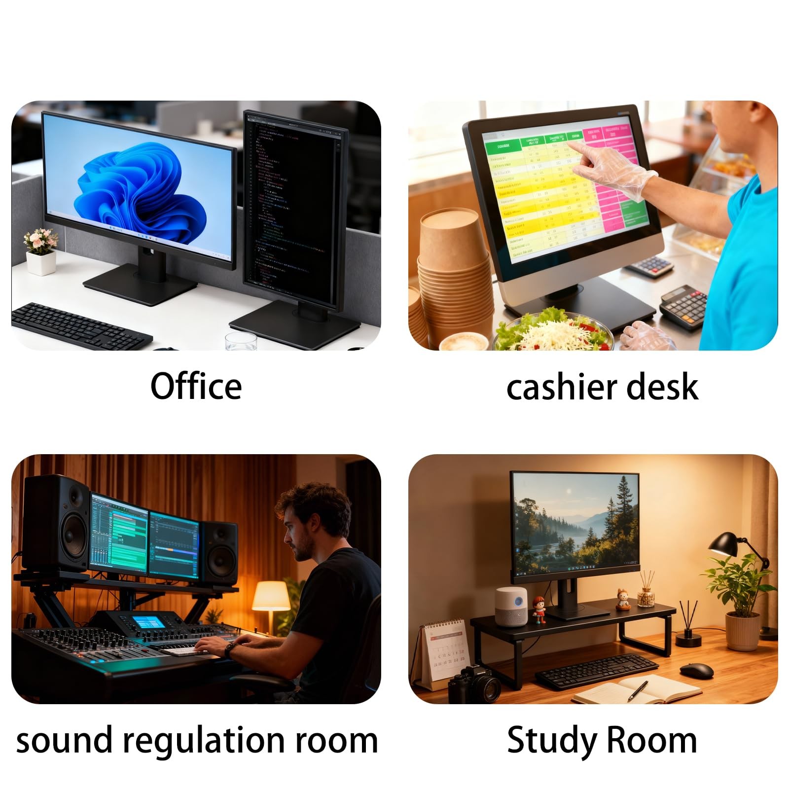 Brezpick 2026 Version Ergonomic VESA Monitor Stand, 150mm 7.28～8.82LB, Black