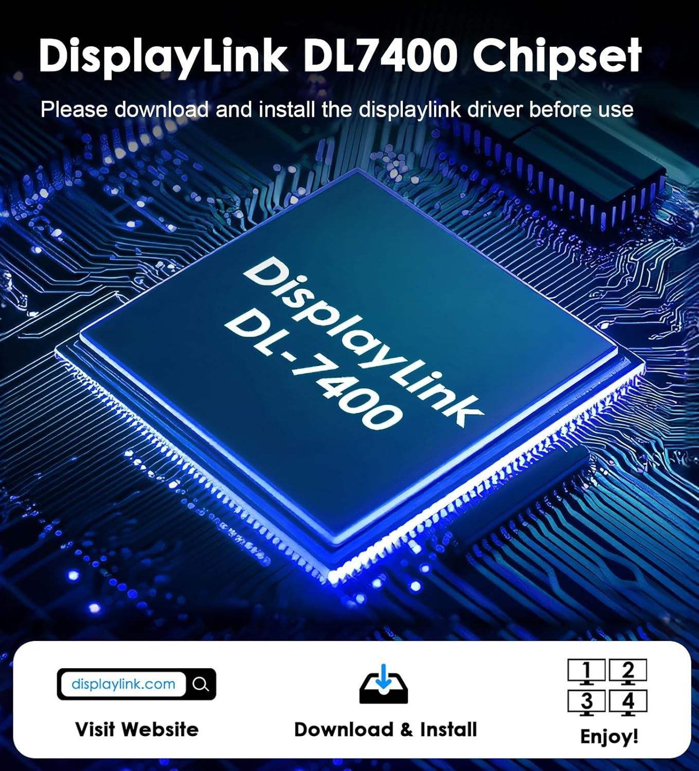 DisplayLink USB C/USB 3.0 to HDMI Displayport Hub Dual/Quad Monitors Adapter