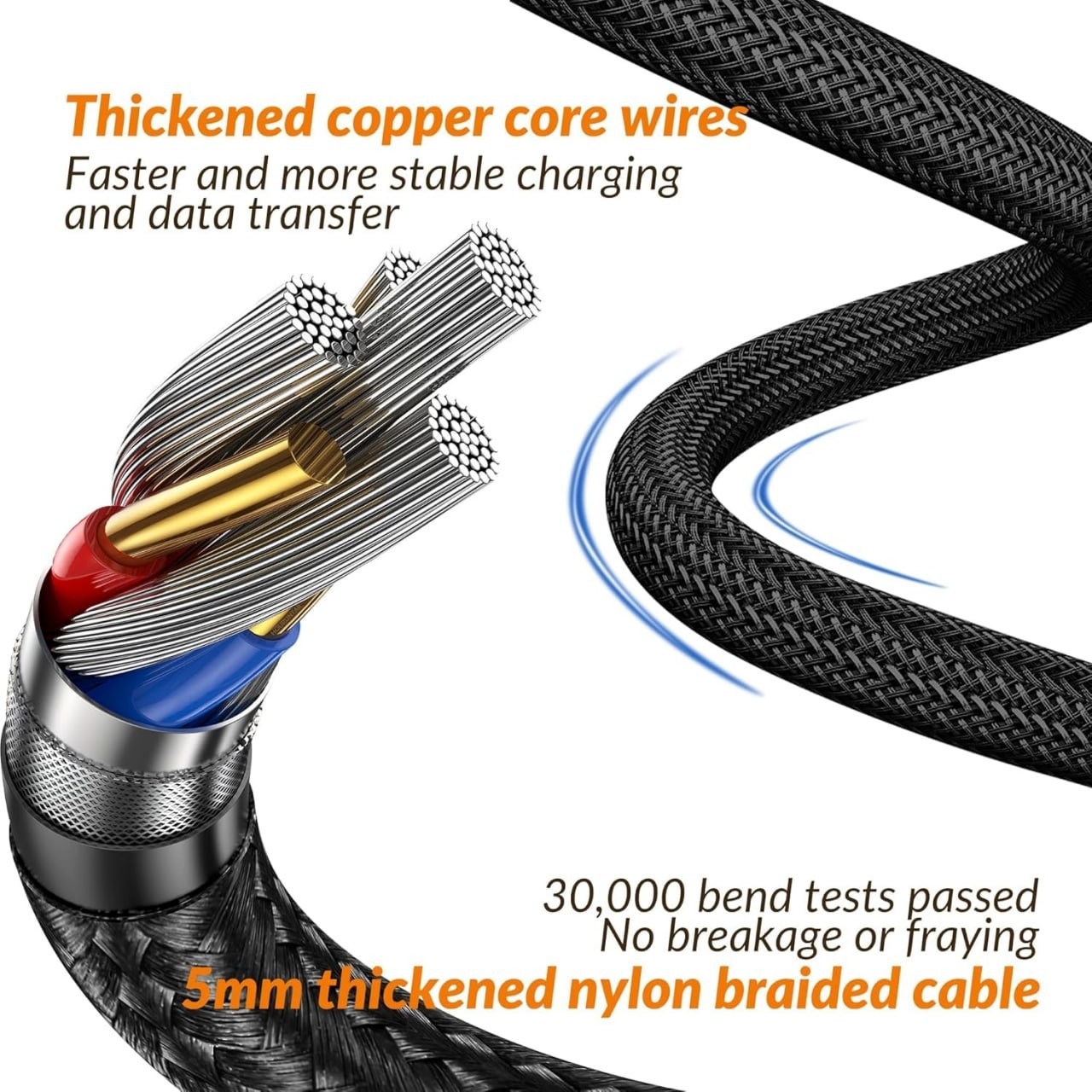 Thunderbolt5 Cable 4ft1.2M,USB4 C to C 90Degree Angle 80Gbps Braided Data Hig…