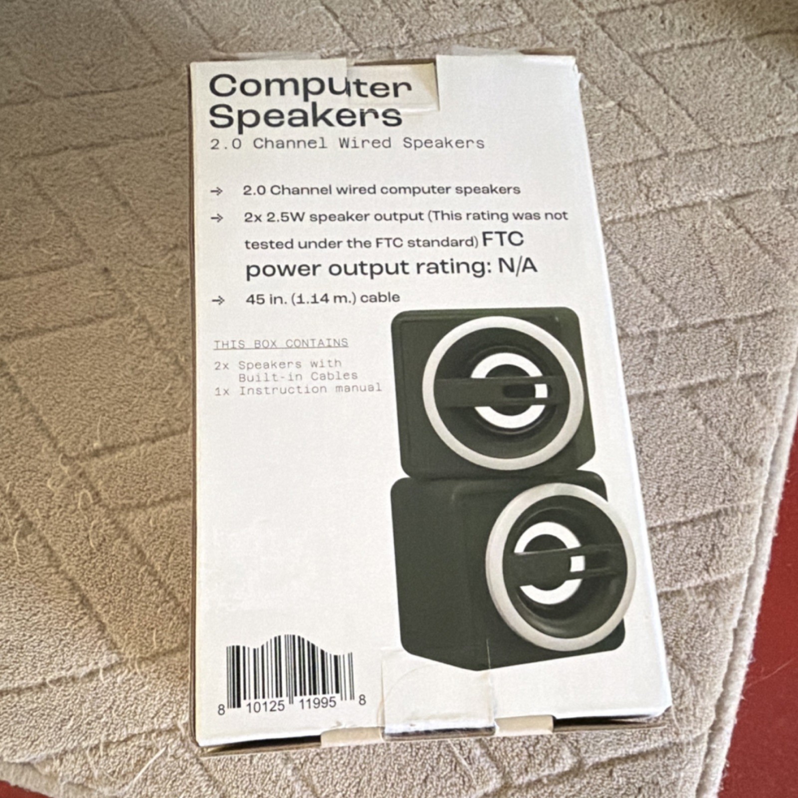 NORTH 2.0 Channel Wired Computer Speakers Inline Volume Controller Black 2.5W