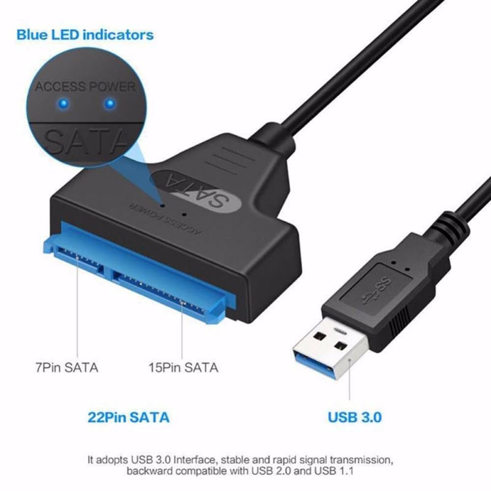 Sqruchel SATA to USB 3.0 Adapter – External Hard 2.5 inches, Black