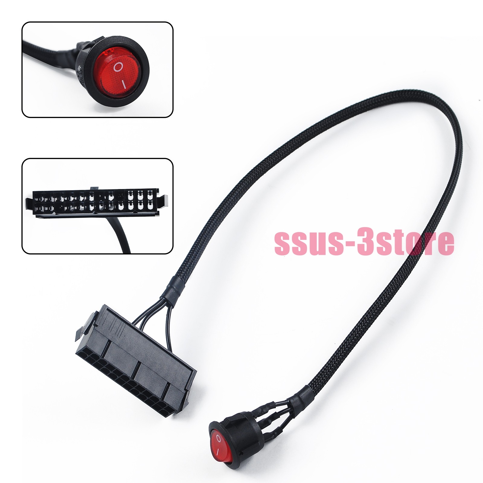 24Pin ATX Power Supply On/Off Reset Switch Jumper Cable For PC Power Supply Test
