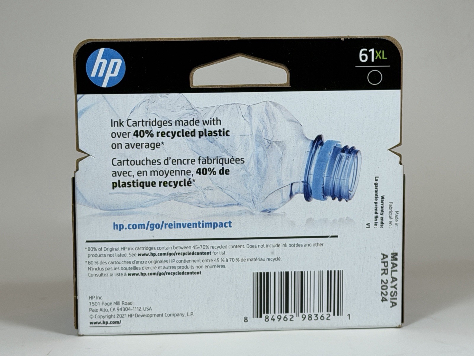 HP 61XL Black High Yield Ink Cartridge – CH563WN #140 Date 04/2024 New OEM