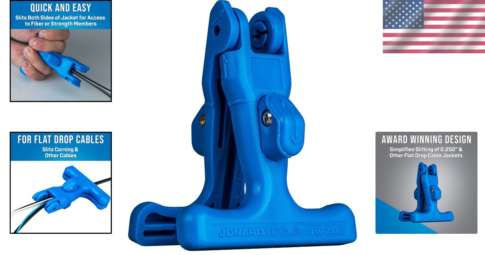 Durable Fiber Optic Drop Cable Slitter for 0.250″ Flat Jackets, Compliant