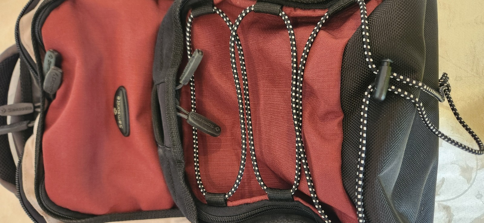 SAMSONITE Red Tan and Black Laptop Backpack with Waist Clasp