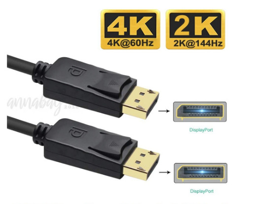 Displayport to Display Port Cable DP Male to Male Cord 4K HD w/ Latches 6ft