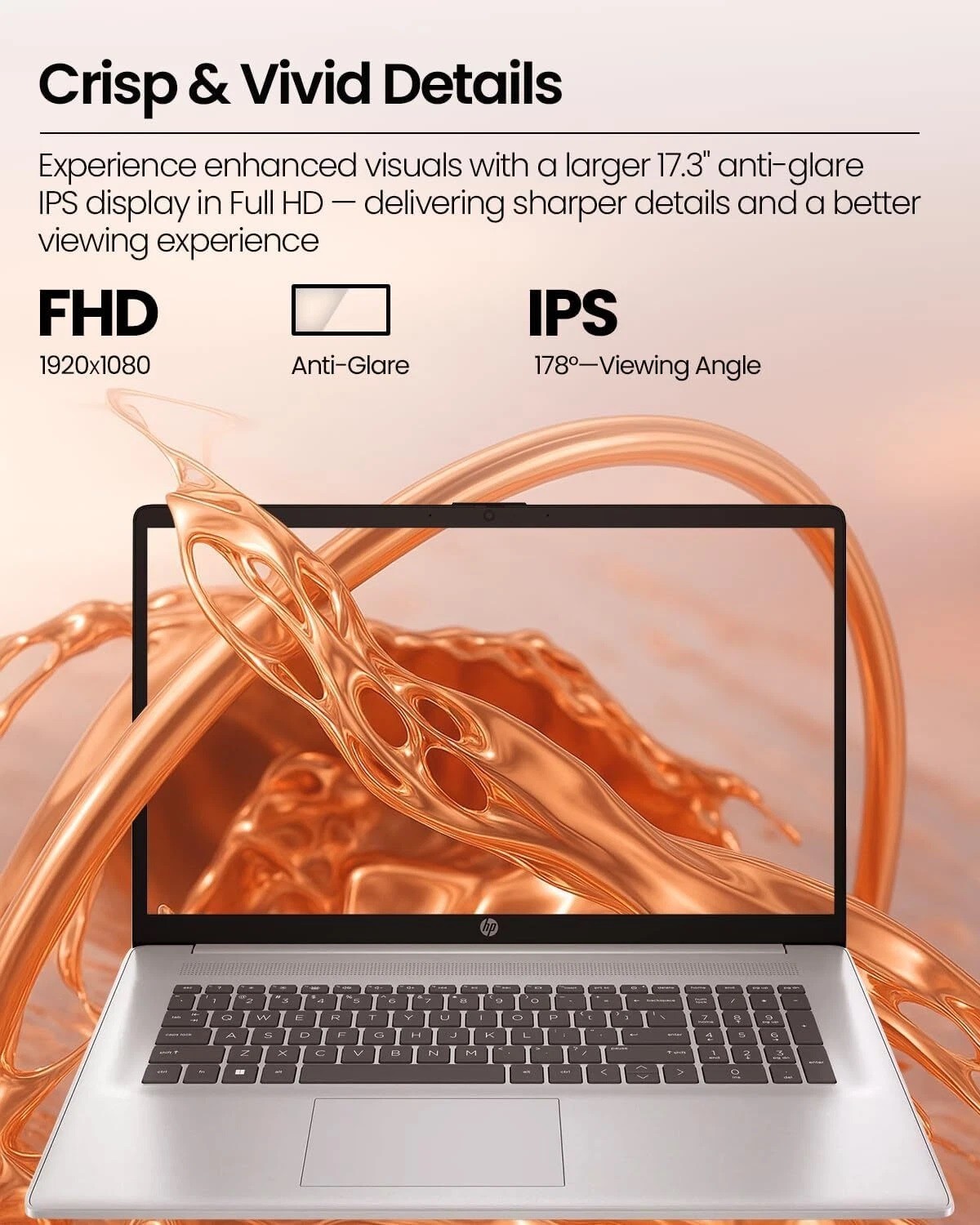 HP Laptop Touch Computer 17.3″ HD Ryzen 5 7430U 16GB RAM 1TB SSD Win 11 Pro