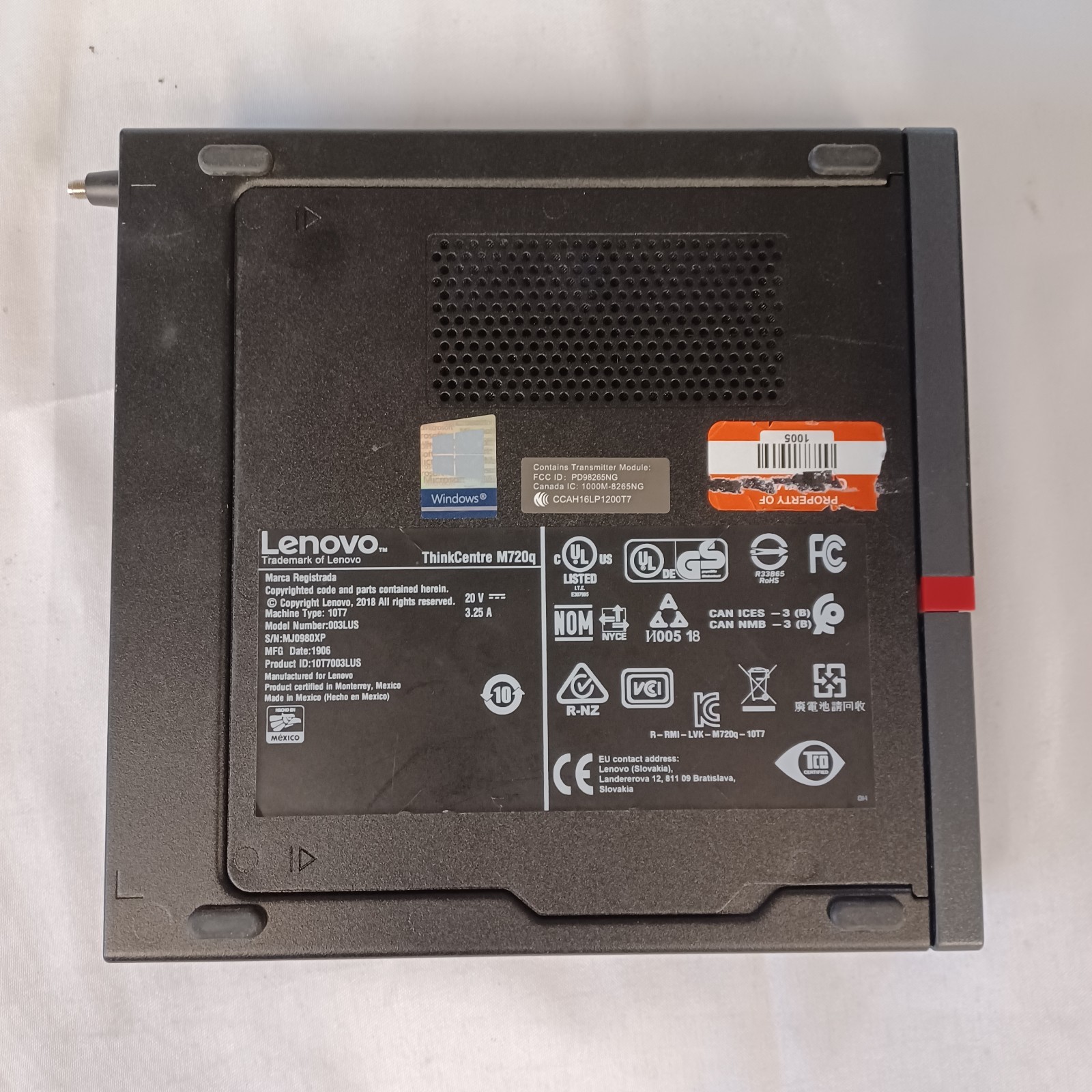 Lenovo ThinkCentre M720q i5-8400T 16GB NO SSD No Power Adapter
